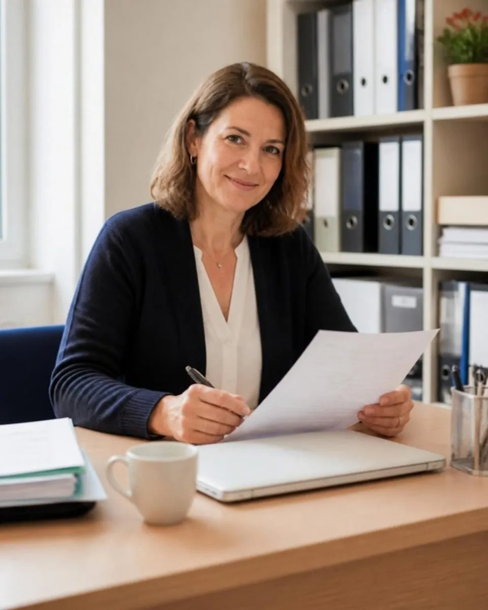 Responsable administrative d'école relisant un devis